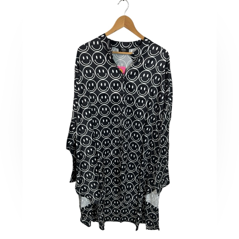 Dressed in LALA Black & White Smiley Face Jumpsuit Set - Picture 4 of 16